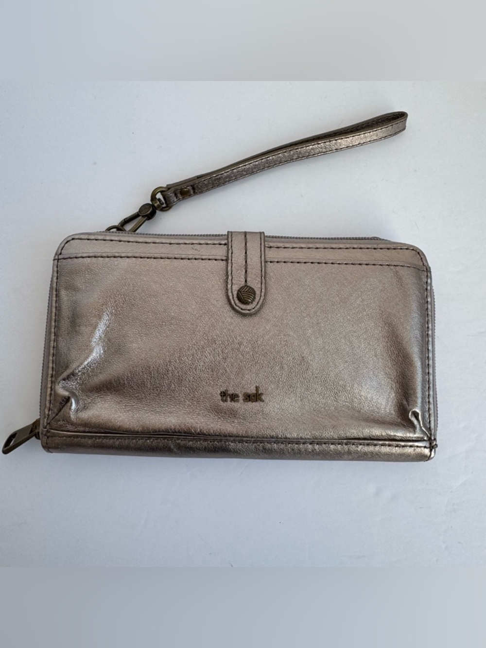 The Sak Metallic Leather Wallet Crossbody Clutch Wristlet Convertible 3 in 1 EUC